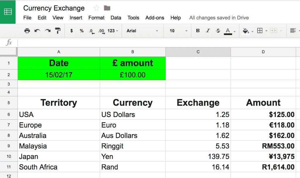 spreadsheet currency